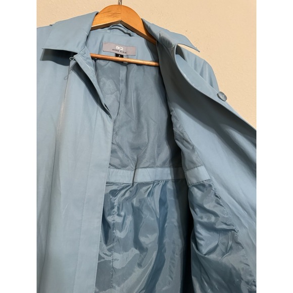 Anne Klein Trench Coat Women's 8 Blue Lined Preppy Pockets Long Sleeve - Picture 4 of 13